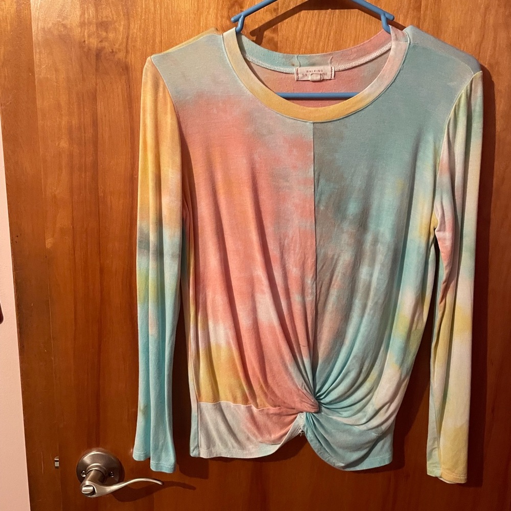 Girls tie-dye stretch material long sleeve shirt